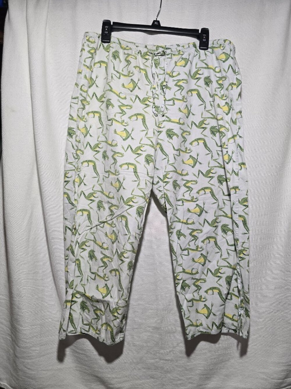 Vintage Old Navy Intimates Green Frog Print Pajama Pants L Spring 03 GUC Cotton